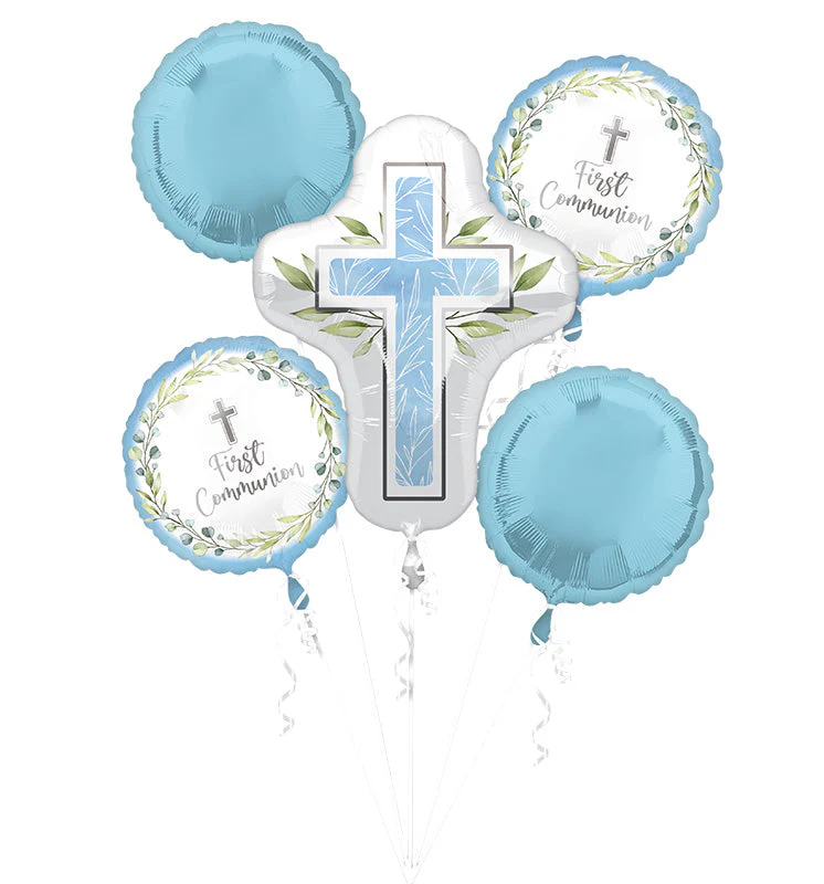 Bouquet My First Communion Blue Foil Balloon