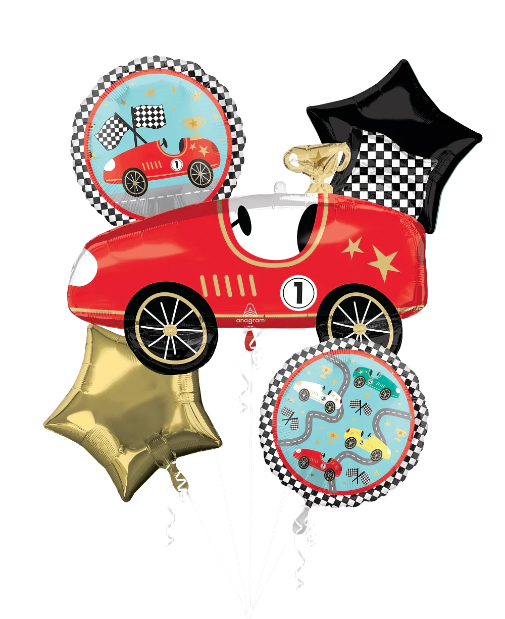 Bouquet Race Cars Foil Balloon