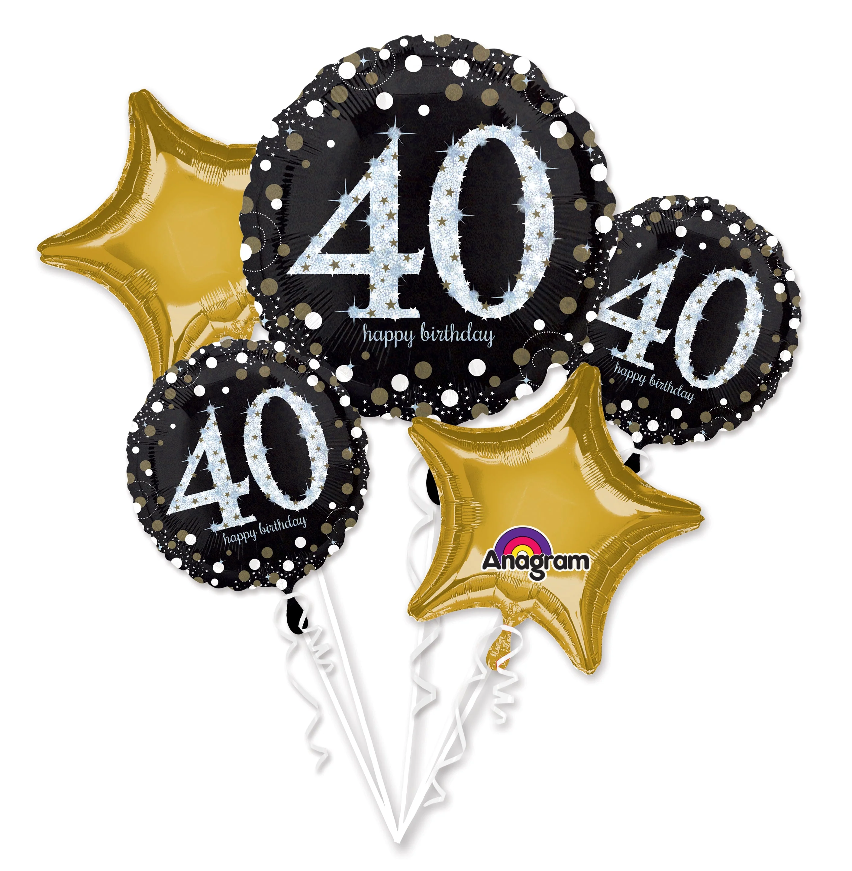 Bouquet Sparkling Birthday 40 Balloon Packaged
