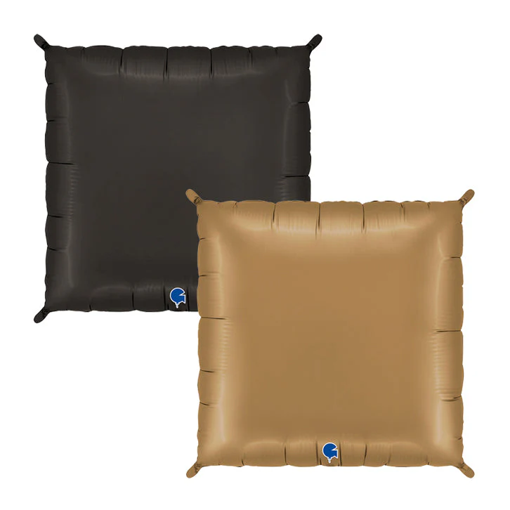 28" (24" Inflated) Deco Bicolor Squares Satin Fumé Black & Platinum Champagne Foil Balloon (2 Pack)