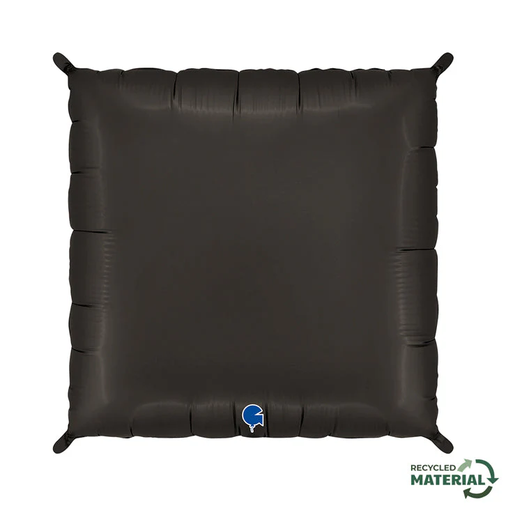 28" (24" Inflated) Deco Bicolor Squares Satin Fumé Black & Platinum Champagne Foil Balloon (2 Pack) - Image 4