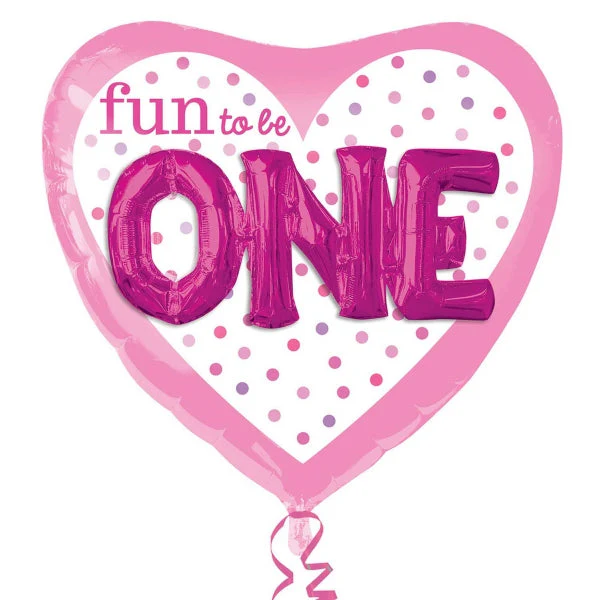 Fun to Be O-N-E Girl Balloon Deluxe Shape Packaged