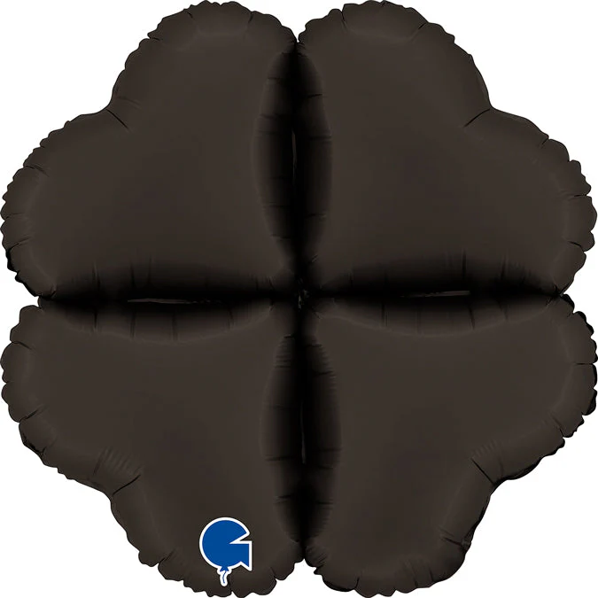 16" (22" Uninflated) Standup Base Hearts Medium Satin Fumé Black Foil Balloon