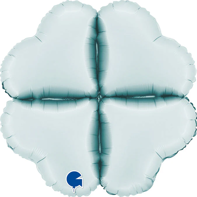 16" (22" Uninflated) Standup Base Hearts Medium Satin Pastel Blue Foil Balloon