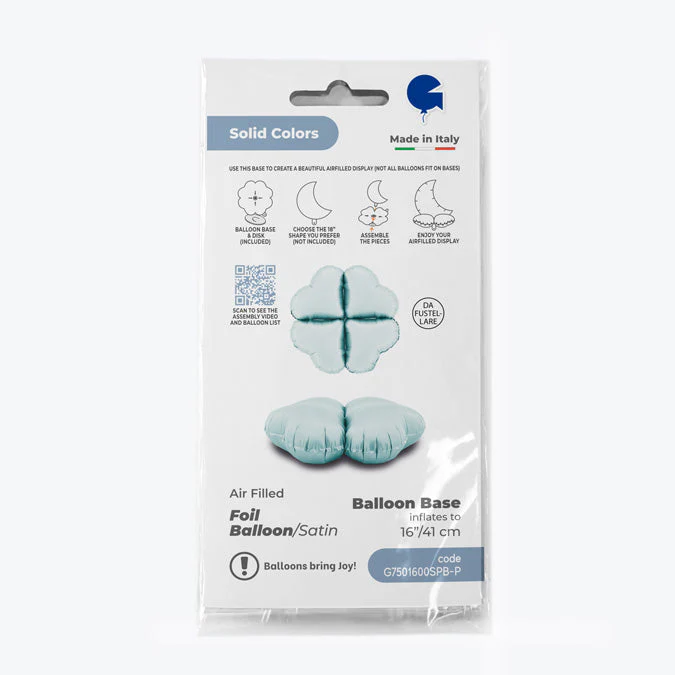 16" (22" Uninflated) Standup Base Hearts Medium Satin Pastel Blue Foil Balloon - Image 3