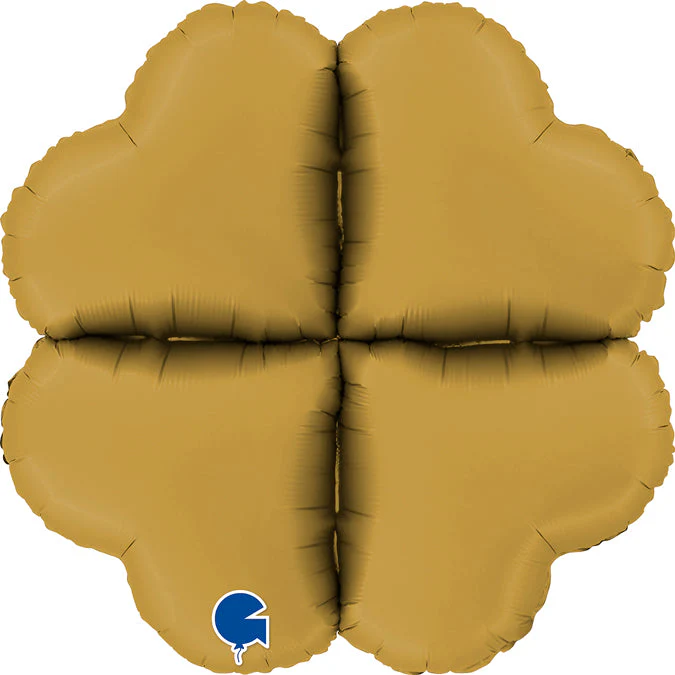 24" (32" Deflated) Standup Base Hearts Maxi Satin Gold Foil Balloon