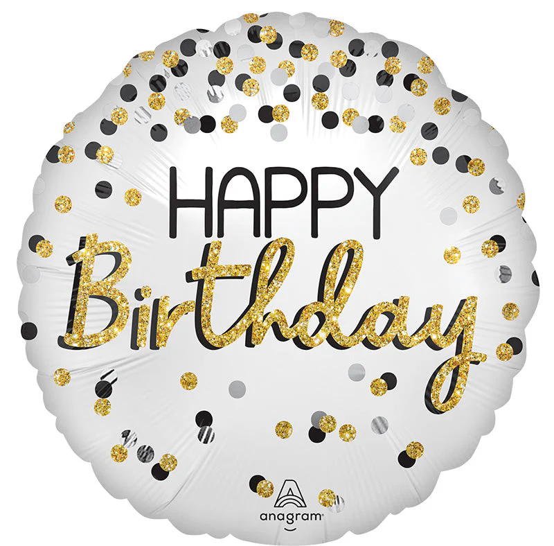 Jumbo Black Silver Gold Birthday Foil Balloon