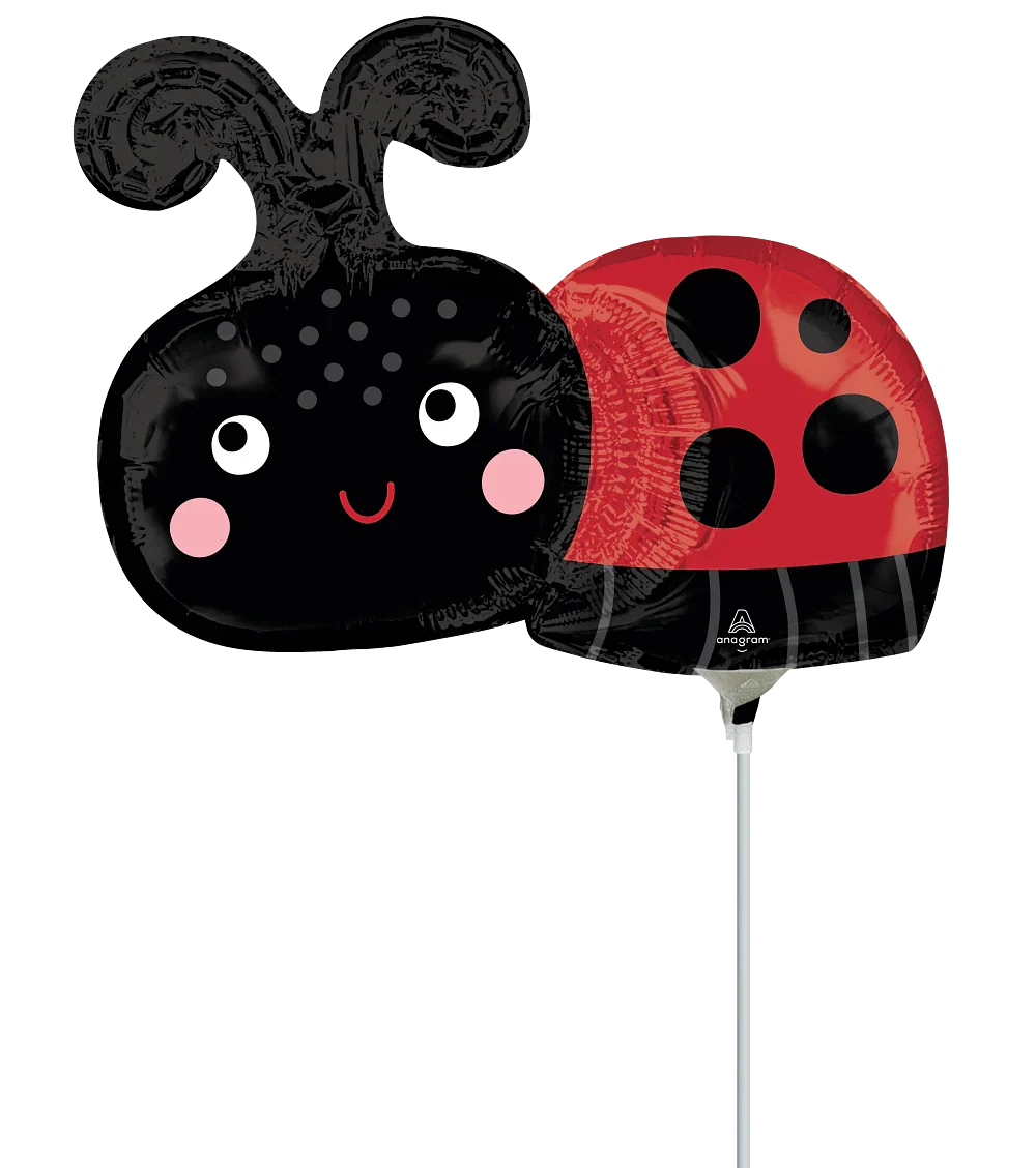 Mini Airfill Only (Sticks Sold Separately) Happy Ladybug Foil Balloon