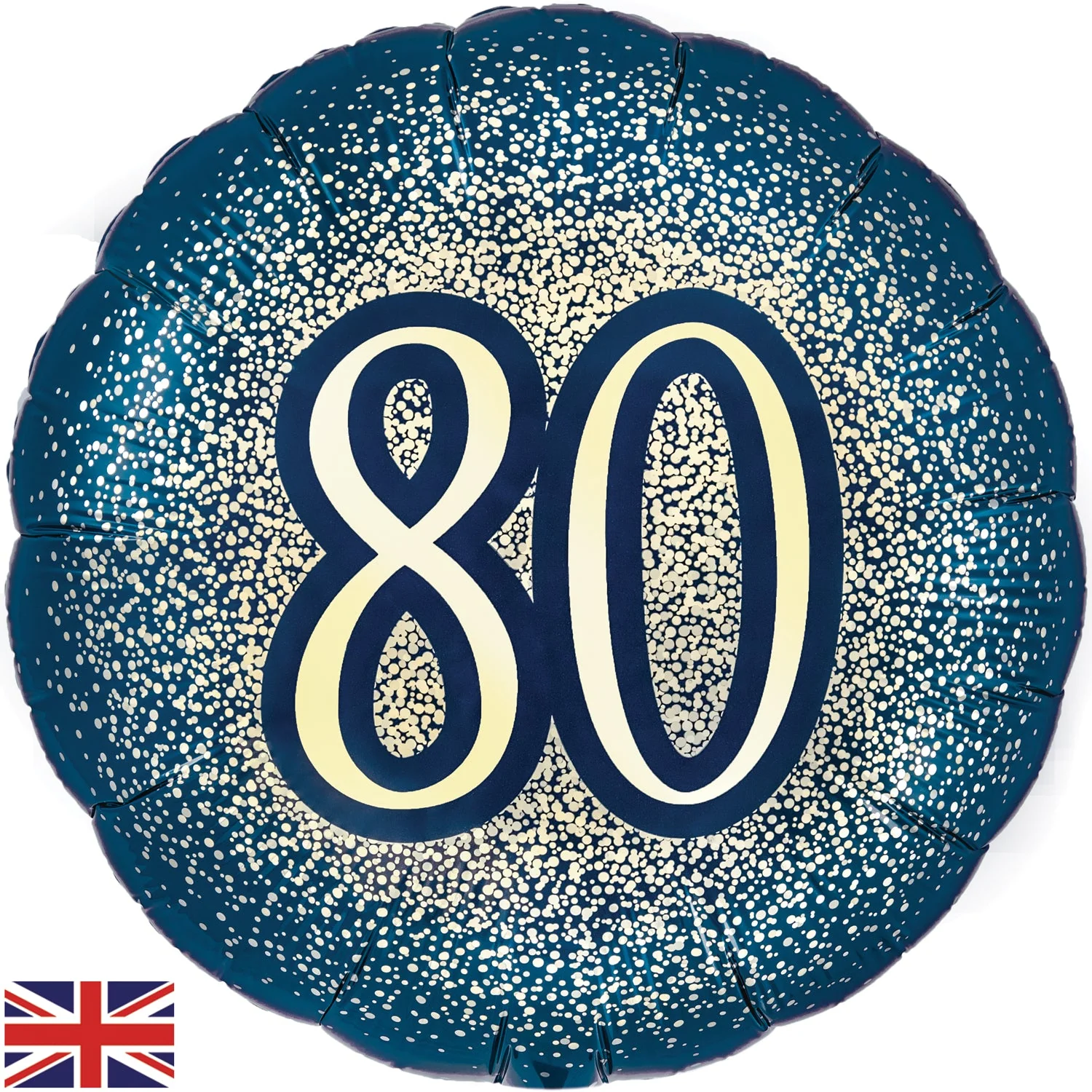 18" 80th Metallic Glitter Birthday Navy Gold Oaktree Foil Balloon