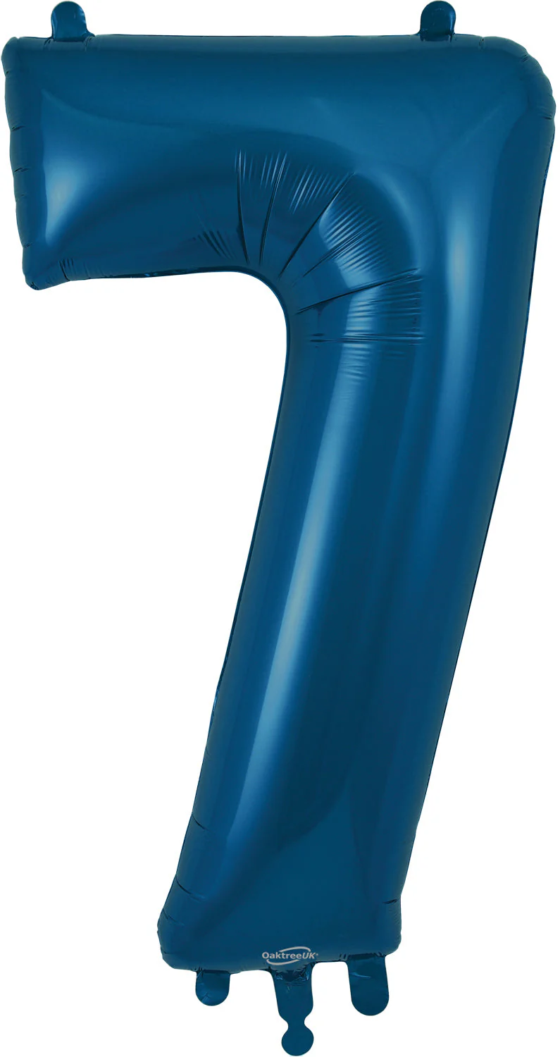 34" Number 7 Navy Blue Oaktree Foil Balloon