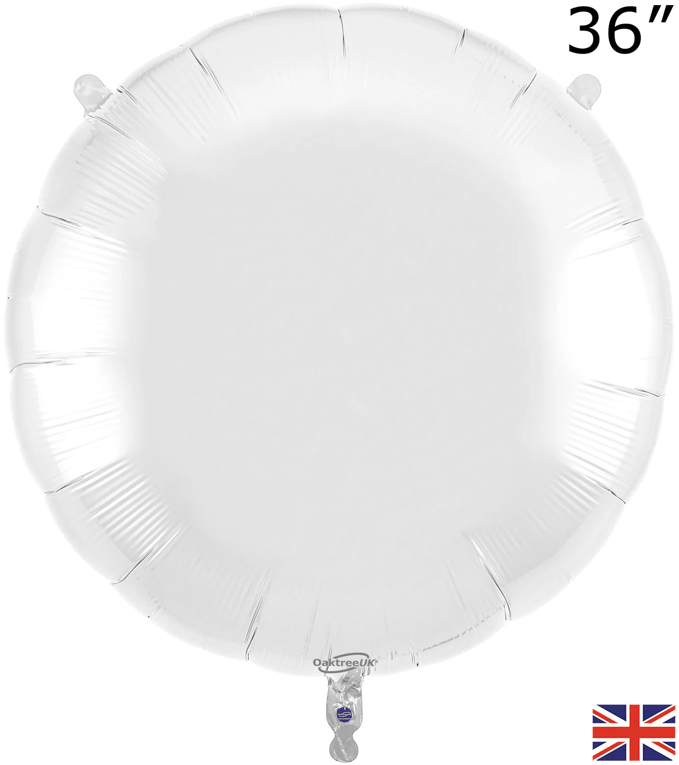 36" Oaktree Brand White Round Foil Balloon
