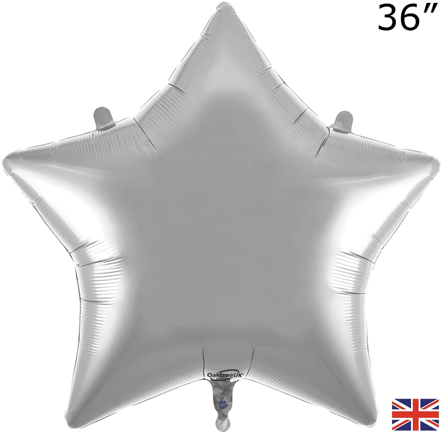 36" Oaktree Brand Silver Star Foil Balloon
