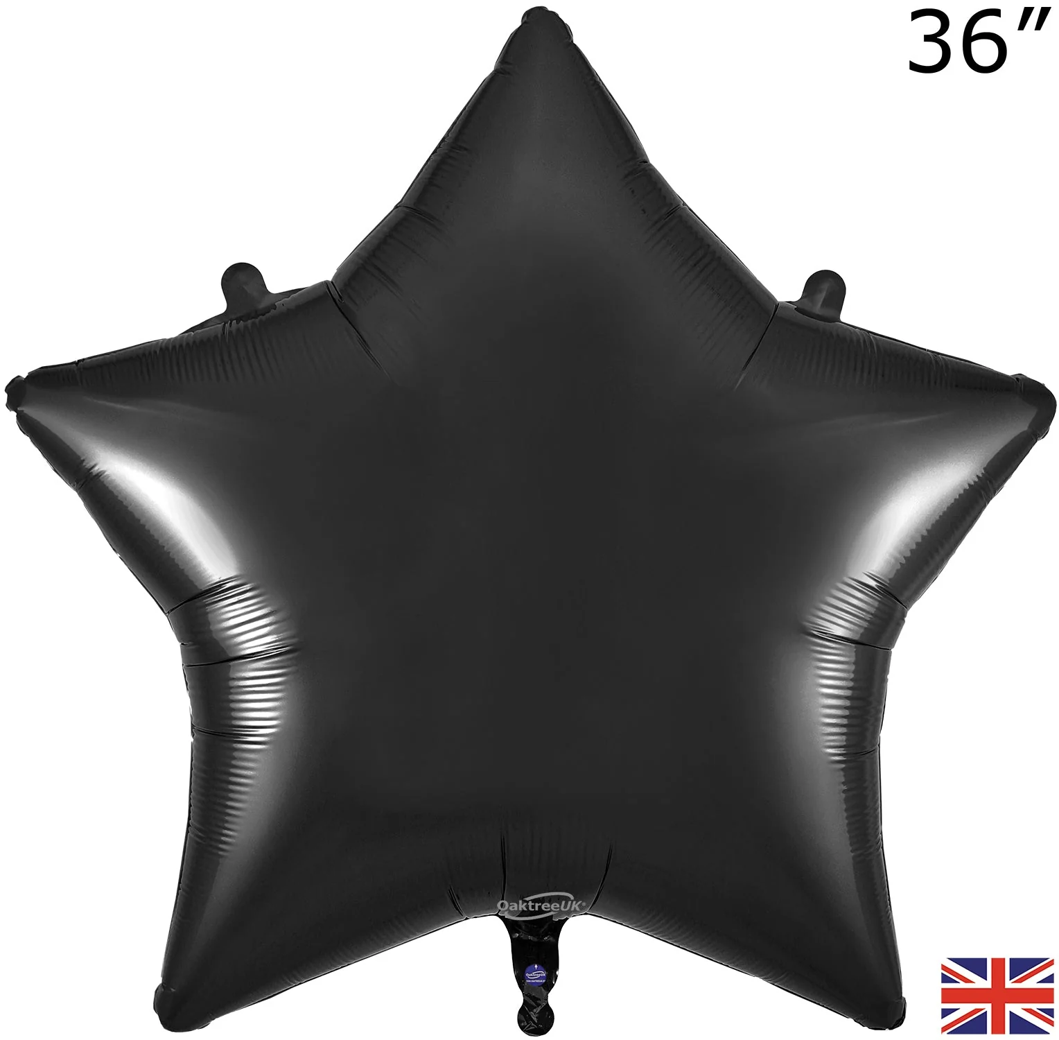 36" Oaktree Brand Black Star Foil Balloon