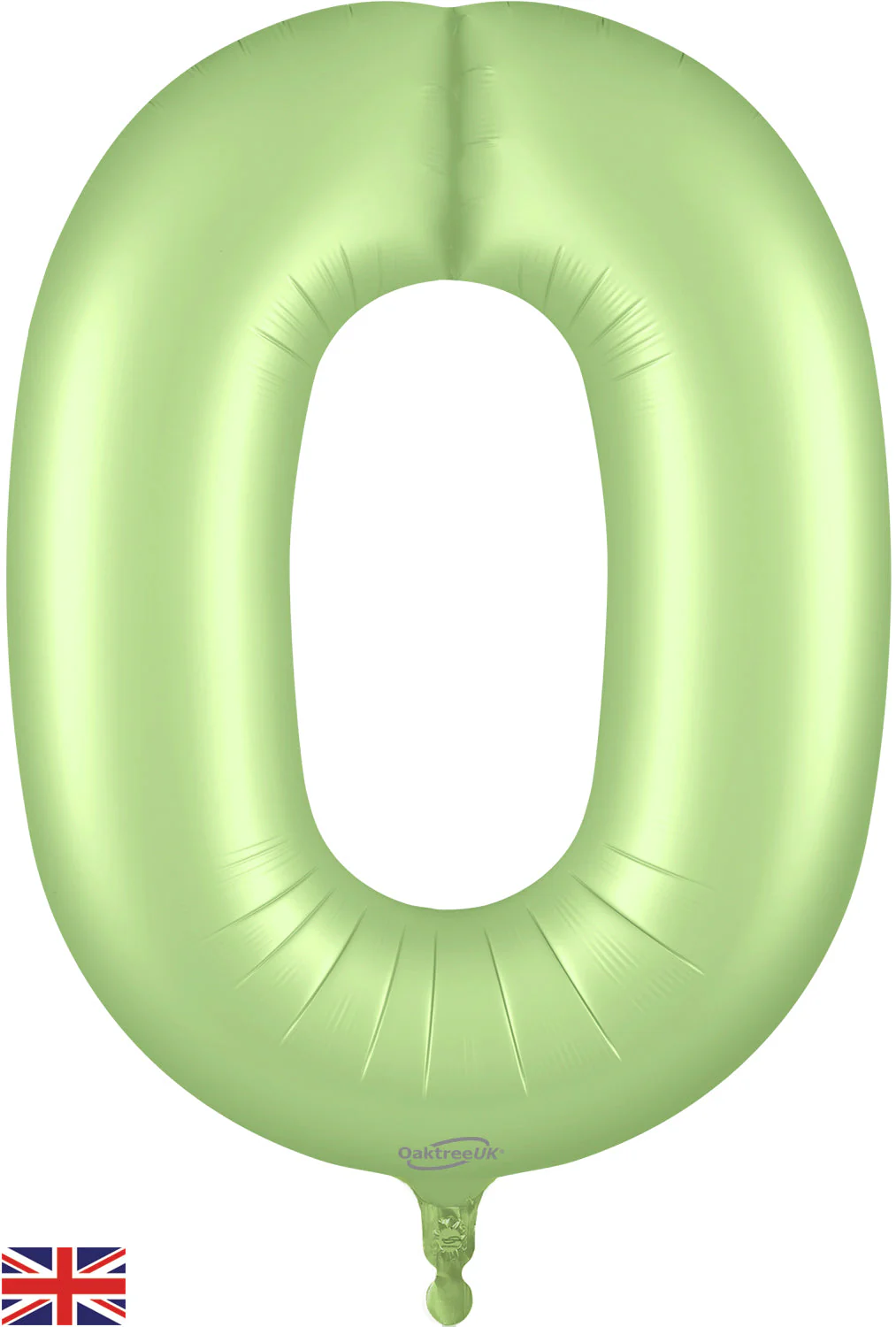 34" Number 0 Satin Pastel Pistachio Oaktree Foil Balloon