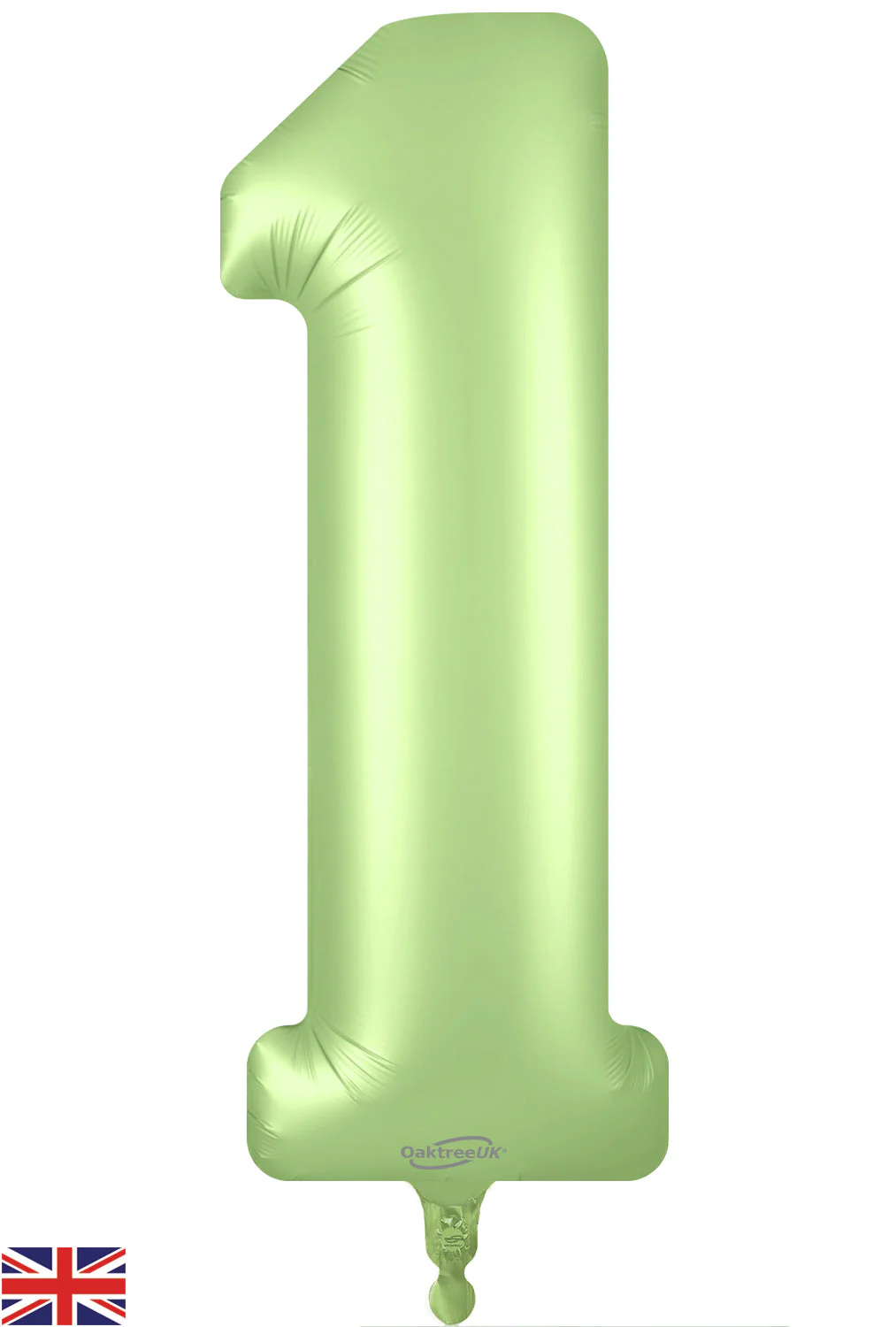 34" Number 1 Satin Pastel Pistachio Oaktree Foil Balloon