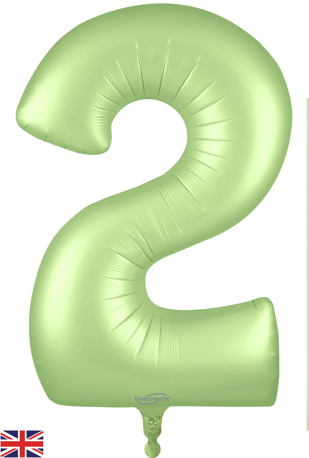 34" Number 2 Satin Pastel Pistachio Oaktree Foil Balloon