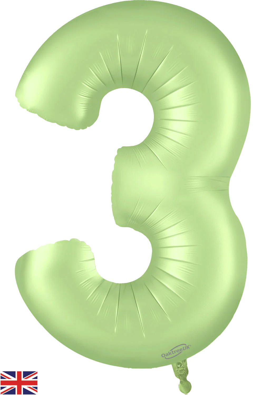 34" Number 3 Satin Pastel Pistachio Oaktree Foil Balloon