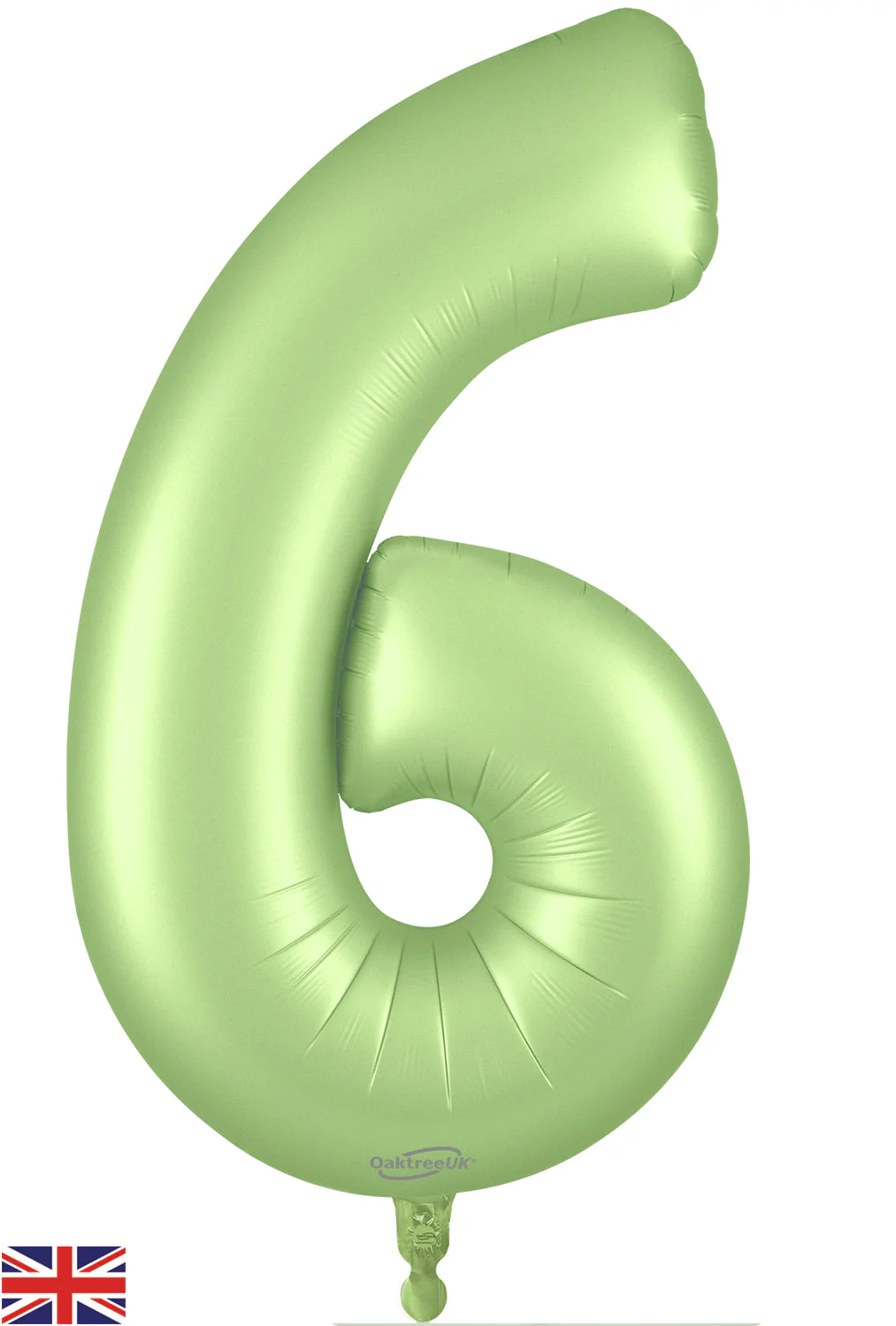 34" Number 6 Satin Pastel Pistachio Oaktree Foil Balloon