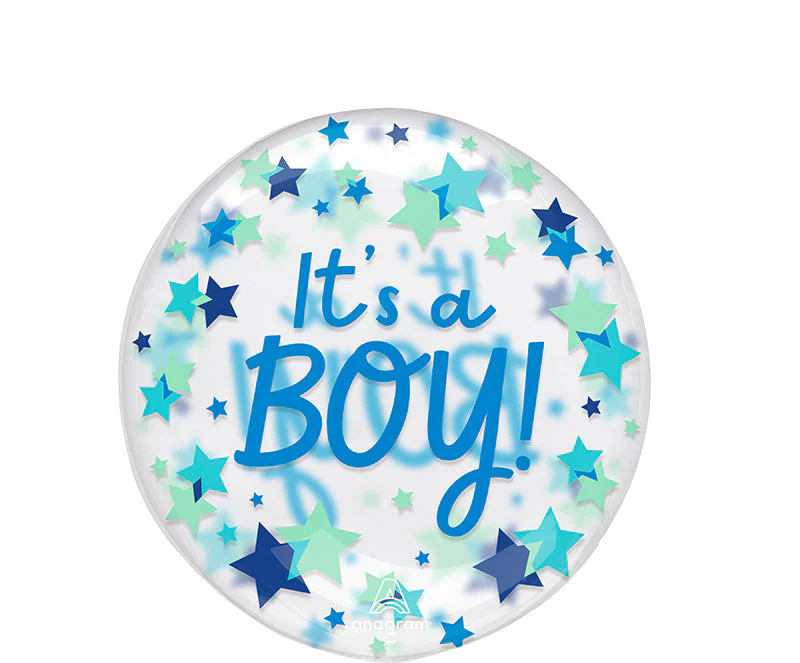 Printed Clearz It's a Boy Stars Foil Balloon