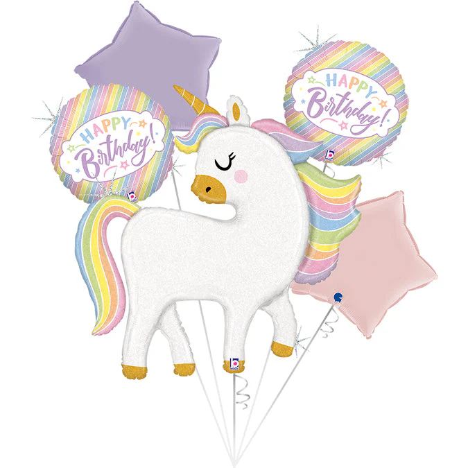 Bouquet Set Glitter Pastel Unicorn Foil Balloon