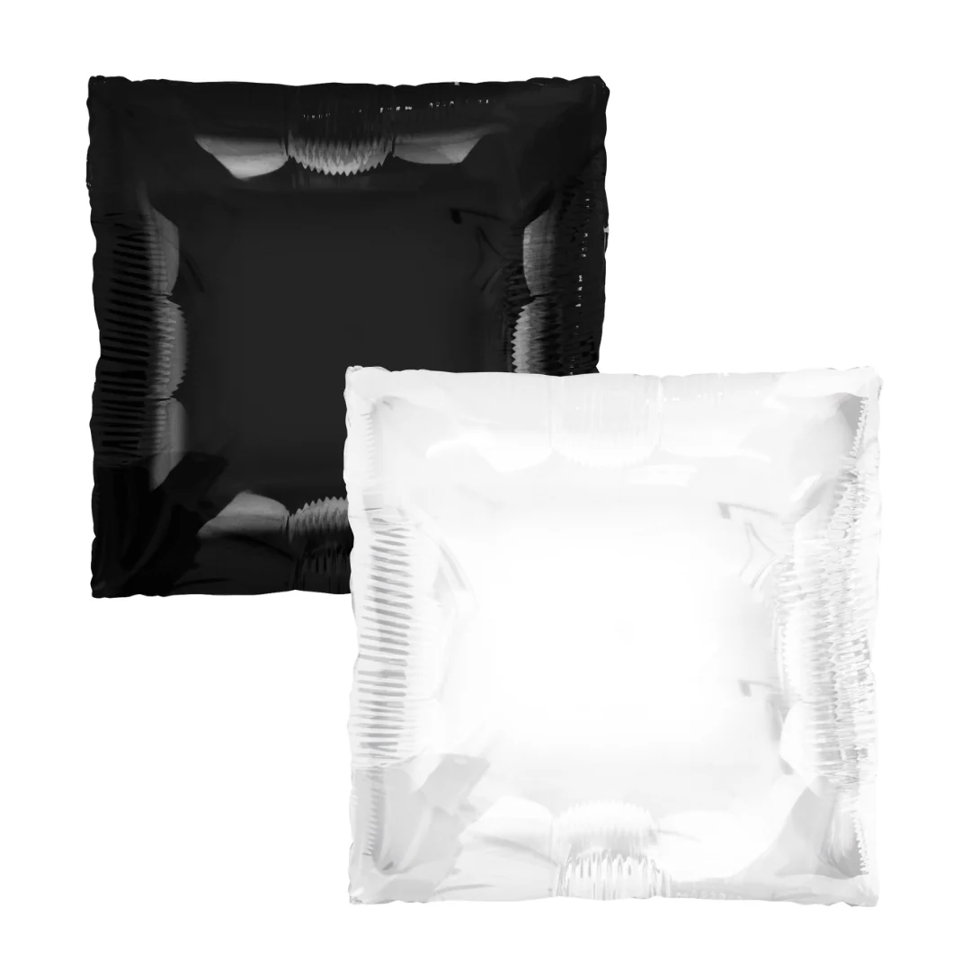 24" (20" Inflated) Black and White Square Foil Balloon